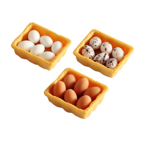 GALPADA 3 Sätze Box -Eiermodell für kinderspielzeug Present Ideas Kid Toys Puppenstuben-Eier Kit für simulierte Eierkartons Mini- -Requisiten Harz von GALPADA