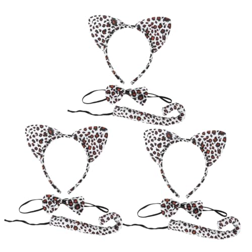 GALPADA 3 Sätze Teiliges Katzenkostüm Set für Süßes Stirnband mit Katzenohren Schleife und Bequemes Stoffmaterial für Fasching Halloween und Kostümpartys von GALPADA