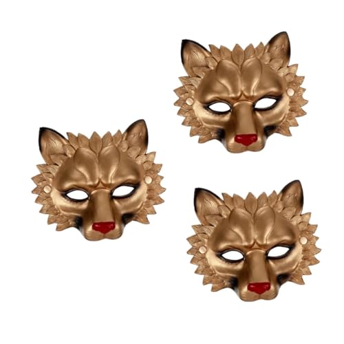 GALPADA 3 Stck. Löwenmaske Goldene Halloween Cosplay Maske aus Atmungsaktivem PU für Party Tanz Maskerade Erwachsene Tiermasken Dekoration GALPADA 3 Stck. Löwenmaske Goldene Halloween Cosplay Maske aus Atmungsaktivem PU für Party Tanz Maskerade Erwachsene Tiermasken Dekoration von GALPADA