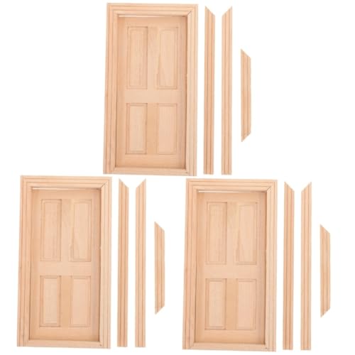 GALPADA 3 Stück Holz Simulationstür Puppenhaus Möbel DIY Zimmer Dekoration Langlebig Realistisch für Miniaturküche Schlafzimmer Wohnzimmer von GALPADA