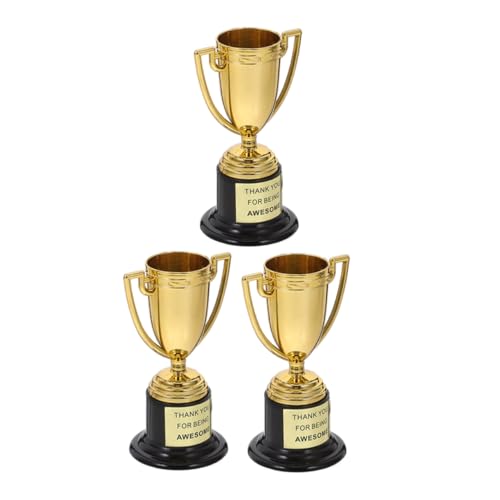 GALPADA 3 Stück Kleine Trophäe Kleine Pokalübergabe Halloween-kostüm-trophäe Schmuckstücke Goldtrophäen Für Mini-medaillen Trophäenpreis Golden Plastik Wiederverwendbar von GALPADA