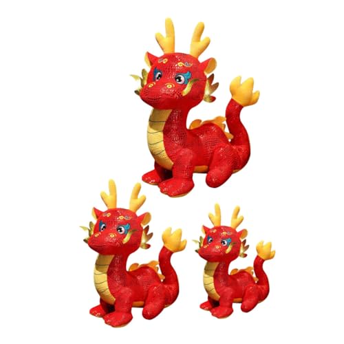 GALPADA 3 Stück Maskottchenpuppe Drachenspielzeug Sachen Tierkreis Dragon Soft Toy Figur Plüschspielzeug Kuscheltier Plüschtiere Frau Puppe Miniatur Jahresdrache Stofftier Pp Baumwolle von GALPADA