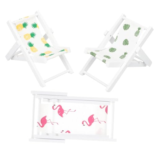 GALPADA 3 Stück Maßstab Faltbar Flamingo Ananas Bananenblatt Design Puppenhaus Zubehör und Schreibtisch Handyhalter Dekoration von GALPADA