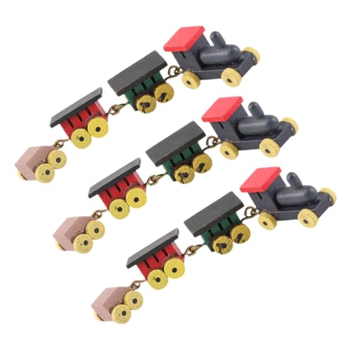 GALPADA 3 Stück Miniatur Holz Zug Modell Bunte Puppenhaus Dekoration Handgefertigt Langlebig als Geschenk für Sammler von GALPADA