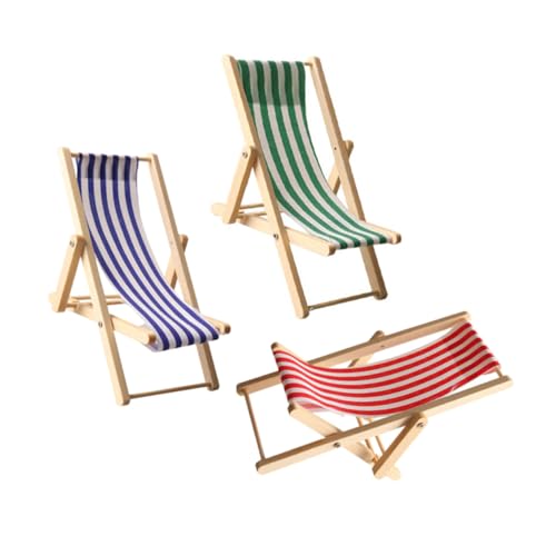 GALPADA 3 Stück Miniatur Strandliegestuhl Klappbar Robustes Holz und Puppenhaus Möbel für Mikrolandschaft und Strand Deko Rot Blau Grün GALPADA 3 Stück Miniatur Strandliegestuhl Klappbar Robustes Holz und Puppenhaus Möbel für Mikrolandschaft und Strand Deko Rot Blau Grün von GALPADA