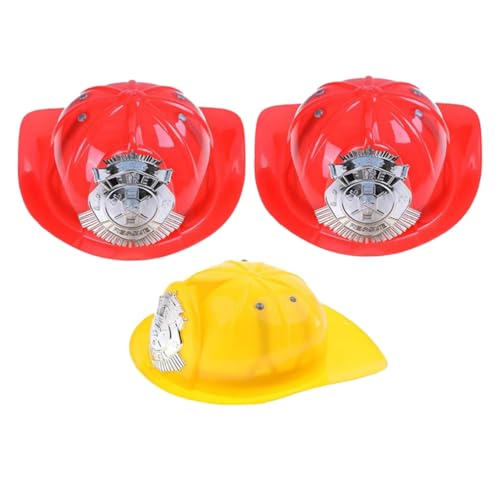 GALPADA 3 Stück Teiliges Feuerwehrhelm und Erwachsene Leichter Kunststoff helm in Leuchtendem Rot und Gelb Sicher und Komfortabel Authentisches Feuerwehrmann Kostüm Zubehör für von GALPADA