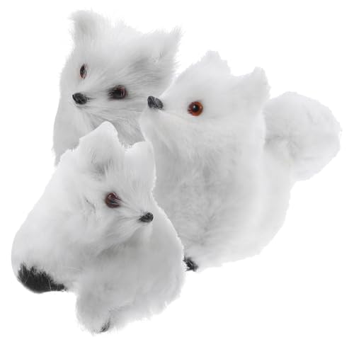 GALPADA 3 Stück Teiliges Kleine Plüsch Fuchsfiguren Realistische Miniatur Tier Ornamente aus Weichem Kunstpelz Dekorative Kleine Fuchs Statuen für Kinderzimmer und Geschenkideen von GALPADA