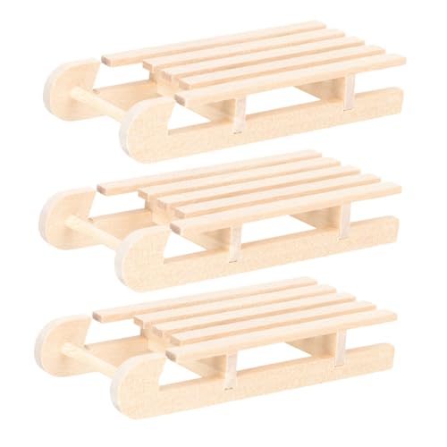 GALPADA 3 Stück Teiliges Mini Holzschlitten Naturbelassene Tischdekoration Handliches Weihnachtsornament Dekoratives Holzhandwerk für Festliche Wohnkultur von GALPADA