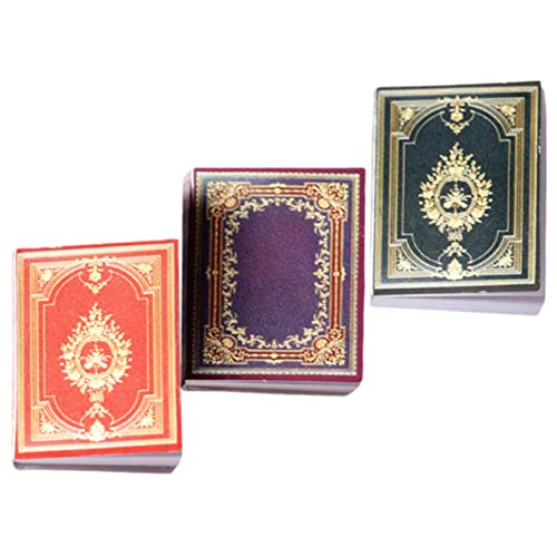 GALPADA 3 Stück Teiliges Miniaturbuch aus Filigrane Europäische Antike Designbücher Rot und Schwarz Detailgetreue Miniaturhaus Deko für Puppenhaus Vintage Bücherregal Zubehör von GALPADA