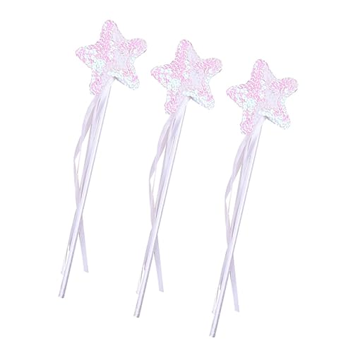 GALPADA 3 Stück Zauberstab Aus Pailletten Feenstab Chiffon Schleife Party Fee Für Mädchen Stern Fee Cosplay Zauberstab Kinderfeenstöcke Zauberstäbe Für Stoff Weiß von GALPADA