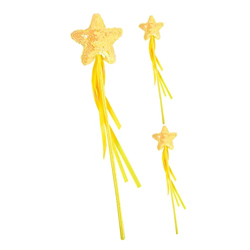 GALPADA 3 Stück Zauberstab aus Pailletten gelber Sternstab Stange funkeln Prinzessin Fee heeloween Fairy Wand plastikenten Feenstöcke für Mädchen Feenstäbe für Mädchen Stoff Yellow von GALPADA