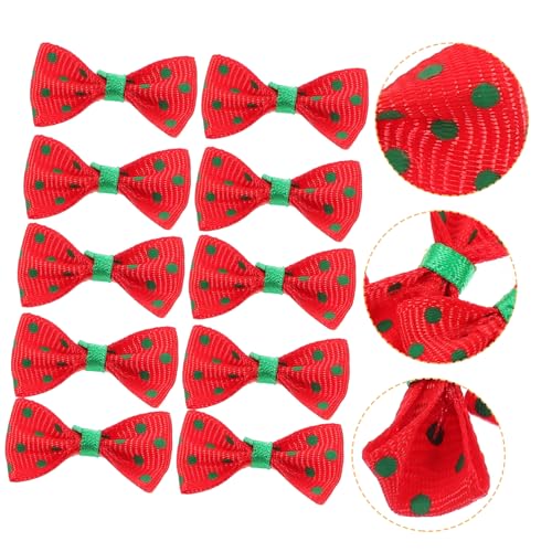 GALPADA 30 Stück Teiliges Mini Schleifen für Puppenhaus und DIY Basteln Kleine Rote Schleifen mit Grünen Punkten als Geschenkbox Dekoration Haar Partyaccessoires Vielseitig Verwendbar von GALPADA