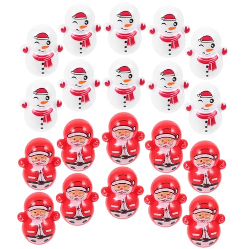 GALPADA 30 Stück Teiliges Weihnachts Tumbler mit Niedlichen Schneemann und Santa Claus Figuren Wackelfest Farbenfroh als Partyfüllung und Weihnachtsdeko von GALPADA
