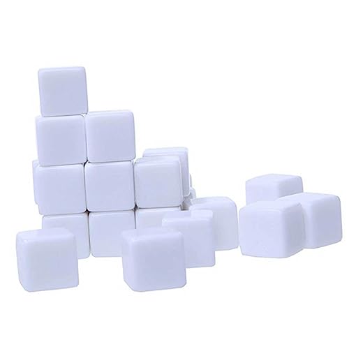 GALPADA 30 Stück Teiliges Weiße Acrylwürfel Square Blocks Blank Dice für DIY Lustige Spielwürfel Robust und Langlebig Geeignet für Basteln und Spiele von GALPADA