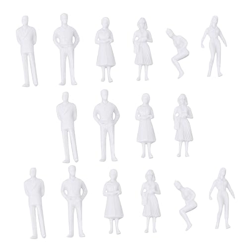 GALPADA 30 Stück Weißes Kleines Mann Model Architektonische Miniaturfiguren Menschen Minifigur Gefälscht Terrain Mini-personenfiguren Unbemaltes Modell Vorbildliches Modell Plastik von GALPADA