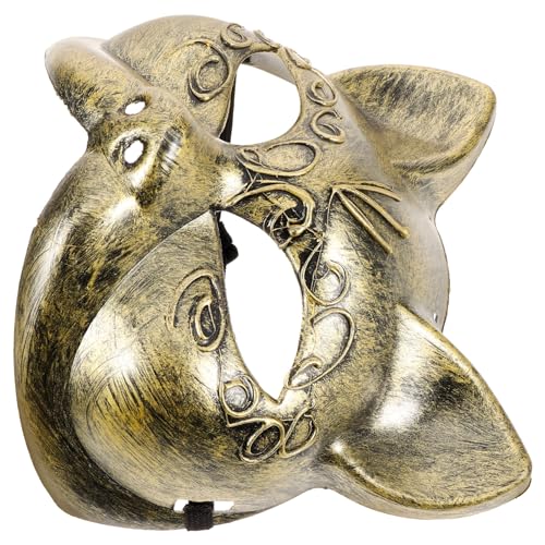 GALPADA 3D Katzenmaske Steampunk Maskerade Fuchsmaske Tier Halbgesichtsmaske Halloween Tiermaske Kostüm Cosplay Steampunk Katze Dress Up Party Maskerade Katzenmaske von GALPADA