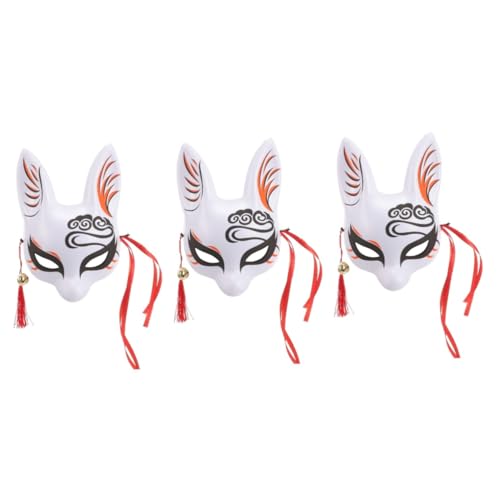 GALPADA 3St Japanische Maske Stufenmaske kirschblüten Halbgesichtsmaske Tiermaske im japanischen Stil Party-Fuchs-Maske halbe Gesichtsfuchsmaske Partymaske Cosplay bilden Fuchs Dämon PVC von GALPADA