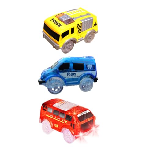 GALPADA 3Stücke Elektrisches Autorennbahn mit Licht und Farben für Gelbem Bauwagen Blauem Polizeiauto und Bus Batteriefrei Pädagogisches Kinderspielzeug GALPADA 3Stücke Elektrisches Autorennbahn mit Licht und Farben für Gelbem Bauwagen Blauem Polizeiauto und Bus Batteriefrei Pädagogisches Kinderspielzeug von GALPADA