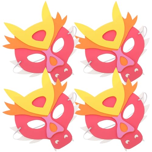 GALPADA 4 Drachenmasken 3D-Tiermasken 4 Drachenkopfmasken Für Das Chinesische Neujahr 2024 Jahr Des Drachen Maskerade Cosplay Kostümzubehör Für Frühlingsfest von GALPADA