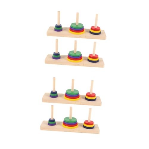 GALPADA 4 STK. Intellektuelles Holzpuzzle Farbige Turm von Hanoi für Erwachsene und Kreatives Denkspiel mit Glatter Oberfläche Fördert Geistige Entwicklung und Entspannung von GALPADA