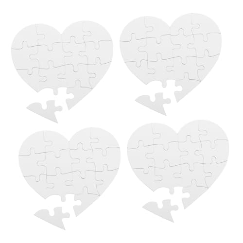 GALPADA 4 Sätze Leere Herz Puzzle aus Papier zum Bemalen DIY Bastelset für Fördert Kreativität Vorstellungskraft und Feinmotorik Glatte Puzzle Teile zum Zeichnen und Malen von GALPADA