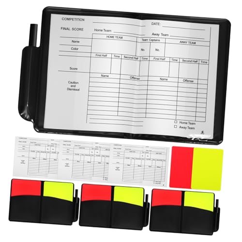 GALPADA 4 Sätze PVC Schiedsrichter Karten Set Rot Gelb mit Scorebook und Stift Fußball Volleyball Schiedsrichter Zubehör Komfortabel Langlebig für Wettkampfspiele Geeignet von GALPADA