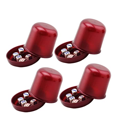 GALPADA 4 Sätze Würfel Würfelbecher Würfel Trinkspiel Würfelbecher-Spiel Würfelbehälter Bar Würfelbecher Plastikwürfel Tasse Würfeltablett Würfelbecher mit Deckel Spiel Würfel Würfelhalter von GALPADA