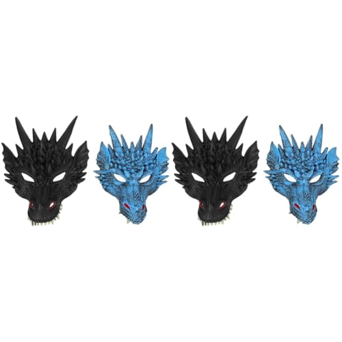 GALPADA 4 Stück 3d-tier-drachenmaske Cosplay-requisite Drachenkopf Maske Drachen-gesichtsmaske Drachen Halb Gruselige Tiermasken Drachen-cosplay-maske Pu-schaum Lieferungen Halloween von GALPADA