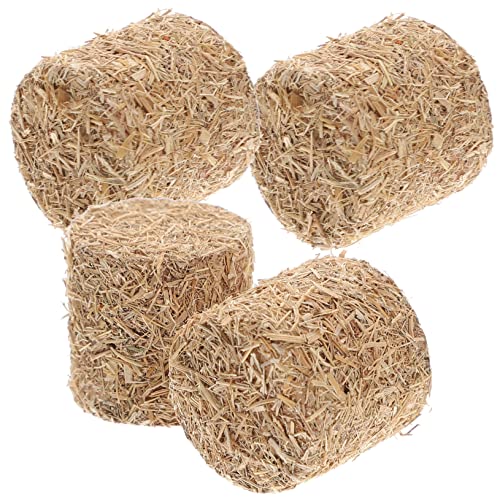 GALPADA 4 Stück Heuhaufen Modellzubehör Mini Strohballen Kleine Heuballen Miniatur Heuballen Miniatur Heuhaufen Heuballen Requisiten Meerschweinchen Heu Gefälschter Mini Heublock von GALPADA