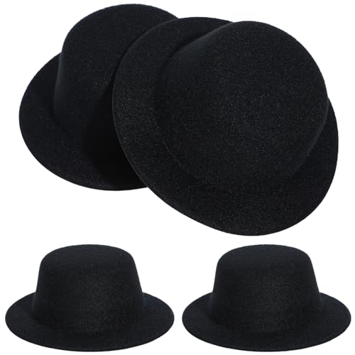 GALPADA 4 Stück Hut Embryo Kleiner Zylinder caps kloburste mützen Haarspangen Dekoration hatset Mini-Zylinder Miniaturhüte Rand Haarspangen Tops Hüte kleine formelle Hüte Gebürstet Black von GALPADA