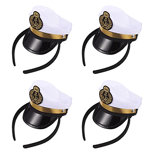 GALPADA 4 Stück Hut Stirnband Kapitänsmütze Für Yachten Cosplay- -hut Matrosen Verkleiden Sich Hüte Matrosenmütze Stirnbänder Boot Hut Matrosenhut Weiß Plastik Geschenk Kleidung Kind von GALPADA