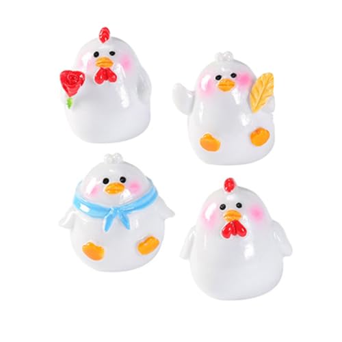 GALPADA 4 Stück Miniatur Hühner Figuren Niedliche Küken Micro Landschaft Deko Resin Garten Ornamente Kreatives DIY Mikro Garten Zubehör für Natürliche Wohnraumgestaltung von GALPADA