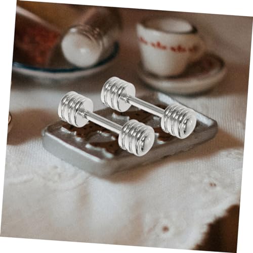 GALPADA 4 Stück Miniatur Puppenhaus Zubehör Teiliges Barbell Modell Detailgetreue Mini Langhanteln für Puppenhaus Fitnessraum Dekoration Robustes und Glattes Design für Miniatur von GALPADA