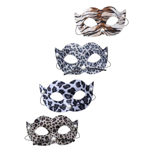 GALPADA 4 Stück PVC Leopardmasken für Halloween Karneval und Kostümpartys Hochwertige Tiermasken für Erwachsene für Cosplay und Kreative Dekoration von GALPADA