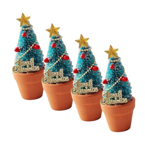 GALPADA 4 Stück Puppenhaus Miniatur Tannenbaum Weihnachtsbaum Figuren für DIY Micro Landschaft und Festliche Stimmung von GALPADA