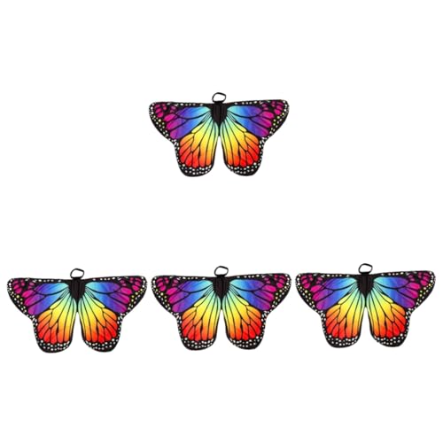 GALPADA 4 Stück Schmetterlings- -Schal Kinderkleid Kostüme Frauen Schmetterlingsflügel Fee Schmetterling Kostüm Cosplay schmücken Mantel Requisiten rotieren dekorativer Schmetterling von GALPADA