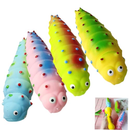 GALPADA 4 Stück Stressabbau Raupen Squeeze Strapazierfähige Bunte Weiches Dehnbares Anti Stress Aktivitätsspielzeug für Zuhause und Unterwegs Zufällige Farbe Zufällige Farbe von GALPADA