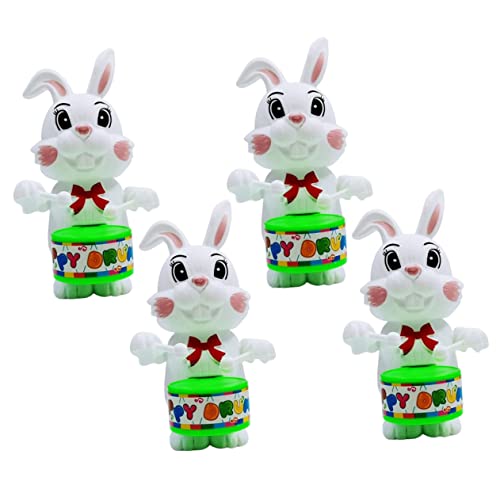 GALPADA 4 Stück Teiliges Aufziehspielzeug Hase mit Trommel Uhrwerkspielzeug Langlebig und Batteriefrei für Junge Mädchen Hand Auge Koordination Ostern Zufällige Farbe Zufällige Farbe von GALPADA