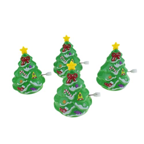 GALPADA 4 Stück Teiliges Aufziehspielzeug Kunststoff Wind Up Weihnachtsbaum Grün Cartoon Design Kinderfreundlich Sicher und Langlebig für Weihnachtsfeier von GALPADA