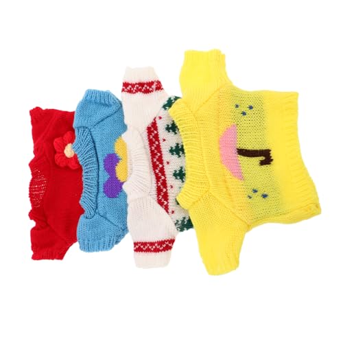 GALPADA 4 Stück Teiliges Bärenkleidung aus Baumwolle Weiche Waschbare Plüsch Pullover mit Regenschirm Weihnachtsbaum Blumen und Herzmotiven DIY Outfit Zubehör für Mädchen Kuscheltier von GALPADA