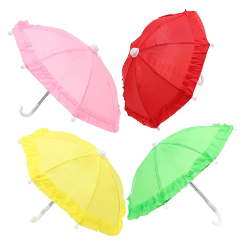 GALPADA 4 Stück Teiliges Bunte Schirme mit Farbverlauf Leichte Mini sonnenschirme für Puppenhäuser und Fotorequisiten Sichere Kunststoff Stoffmaterialien von GALPADA