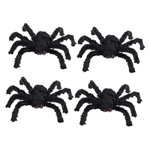 GALPADA 4 Stück Teiliges Halloween Deko Plüsch Spinne Schwarz mit Stahlkern Langlebig Sicher für Party Laden Gruselige Szene Kindergeburtstag Dekoration von GALPADA