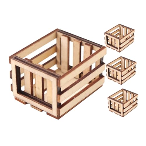 GALPADA 4stücke Mini-puppenhauskiste Aus Holz Kleiner Obstkorb Für Puppenhaus Miniaturkorb Zum Aufbewahren Puppenhaus-mini-aufbewahrungskorb Miniatur-Ornament Für Feengarten von GALPADA