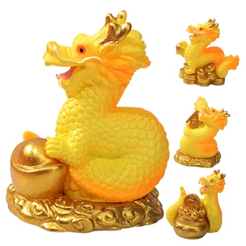 GALPADA 4 Stück Teiliges Miniatur Drachen aus Robustem Harz Langlebige Neujahrs Dekoration Kompakte Tischfiguren für Büro Fröhliche Cartoon Drachen als von GALPADA