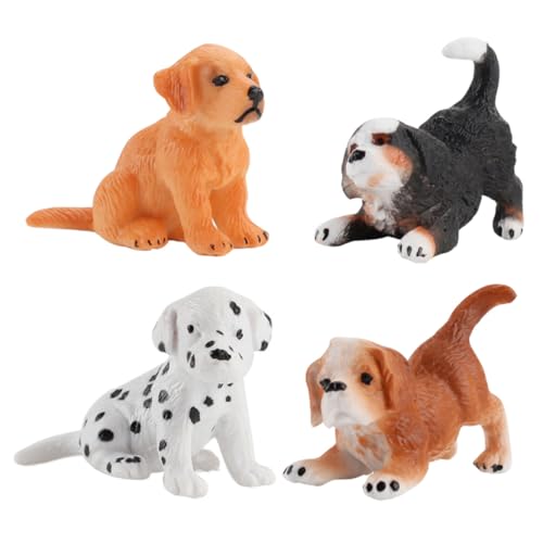 GALPADA 4 Stück Teiliges Miniatur Welpen Figuren aus Hochwertigem Realistische Hundemodelle als Dekorative Tischdekoration für Wohnzimmer Schlafzimmer und Geschenkideen von GALPADA
