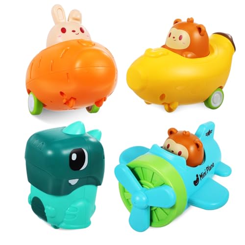 GALPADA 4 Stück Teiliges Niedliche Cartoon Spielzeugautos mit Rutschfesten Gummireifen Pädagogische Druckfahrzeuge für Kleinkinder Motorik und Kognitiver Entwicklung GALPADA 4 Stück Teiliges Niedliche Cartoon Spielzeugautos mit Rutschfesten Gummireifen Pädagogische Druckfahrzeuge für Kleinkinder Motorik und Kognitiver Entwicklung von GALPADA