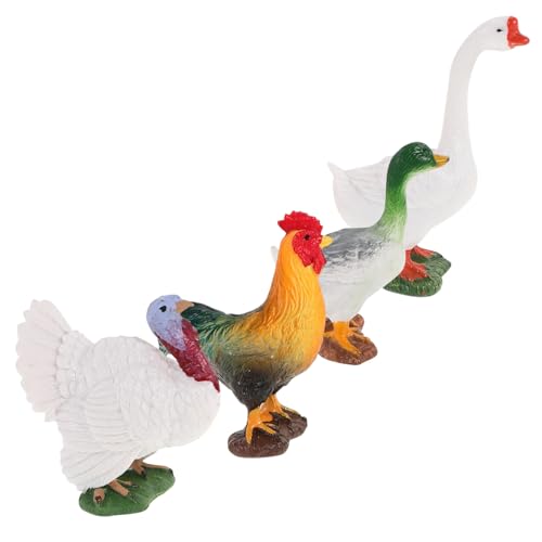 GALPADA 4 Stück Teiliges Set Mini Farm Tierfiguren Realistische Gänse und Hühnermodelle Kunststoff für Pädagogische Spielzeuge und Tischdekorationen von GALPADA