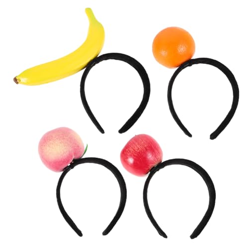 GALPADA 4 Stück Teiliges Tropisches Stirnband mit Apfel Banane Pfirsich Orange Leichtes Langlebiges Kopfschmuck Accessoire für Party Geburtstag Feier und Tropisches Kostüm von GALPADA