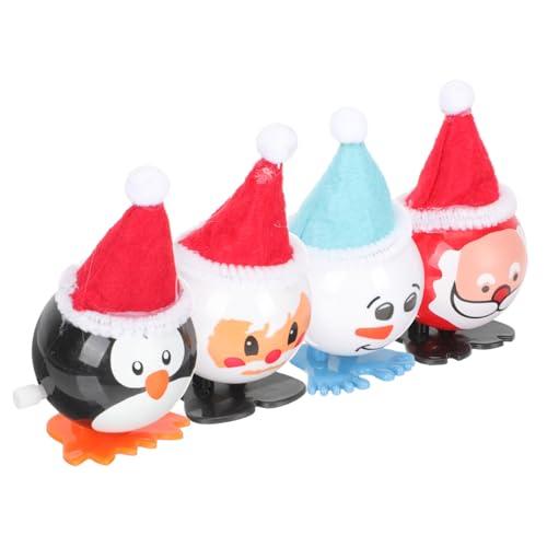 GALPADA 4 Stück Teiliges Weihnachts Wind Up Niedliche Aufziehfiguren mit Weihnachtsmütze Leichte Mechanische Spielzeuge für Kinderparty Lustige Geschenkideen und Mitgebsel für Mädchen von GALPADA
