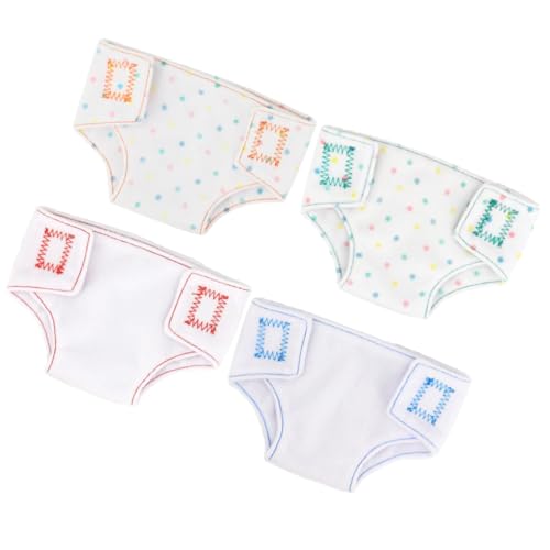 GALPADA 4 Stück Teiliges Wiederverwendbarer Puppenstoffwindeln aus Leichtem Strapazierfähigem Material in Grün Rot Orange und Blau Waschbare Puppenunterwäsche und Zubehör Puppen zum von GALPADA
